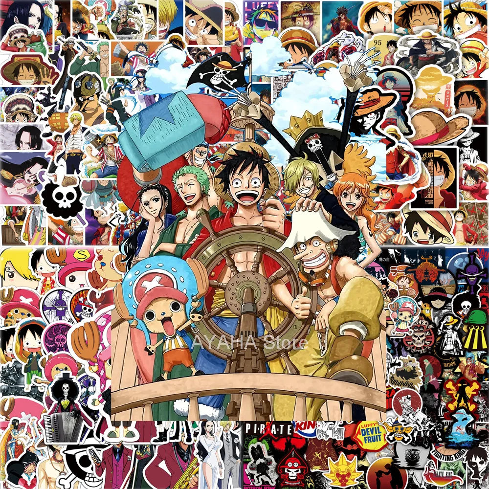 50/100pcs Anime ONE PIECE Stickers Decals Graffiti Skateboard Laptop Phone Car Luffy Chopper Cool Cartoon Sticker for Kids