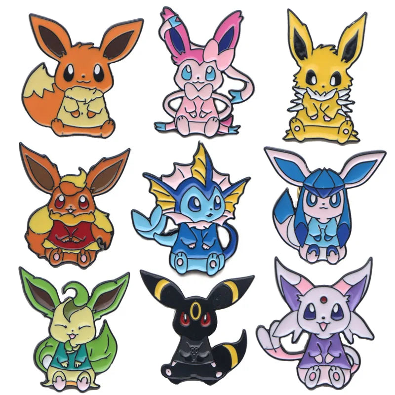 Cartoon Pins Eevee Enamel Pin Monster Badges Cute Brooches Bags Shirts Lapel Pin For Women Men Kids Anime Accessories Gift