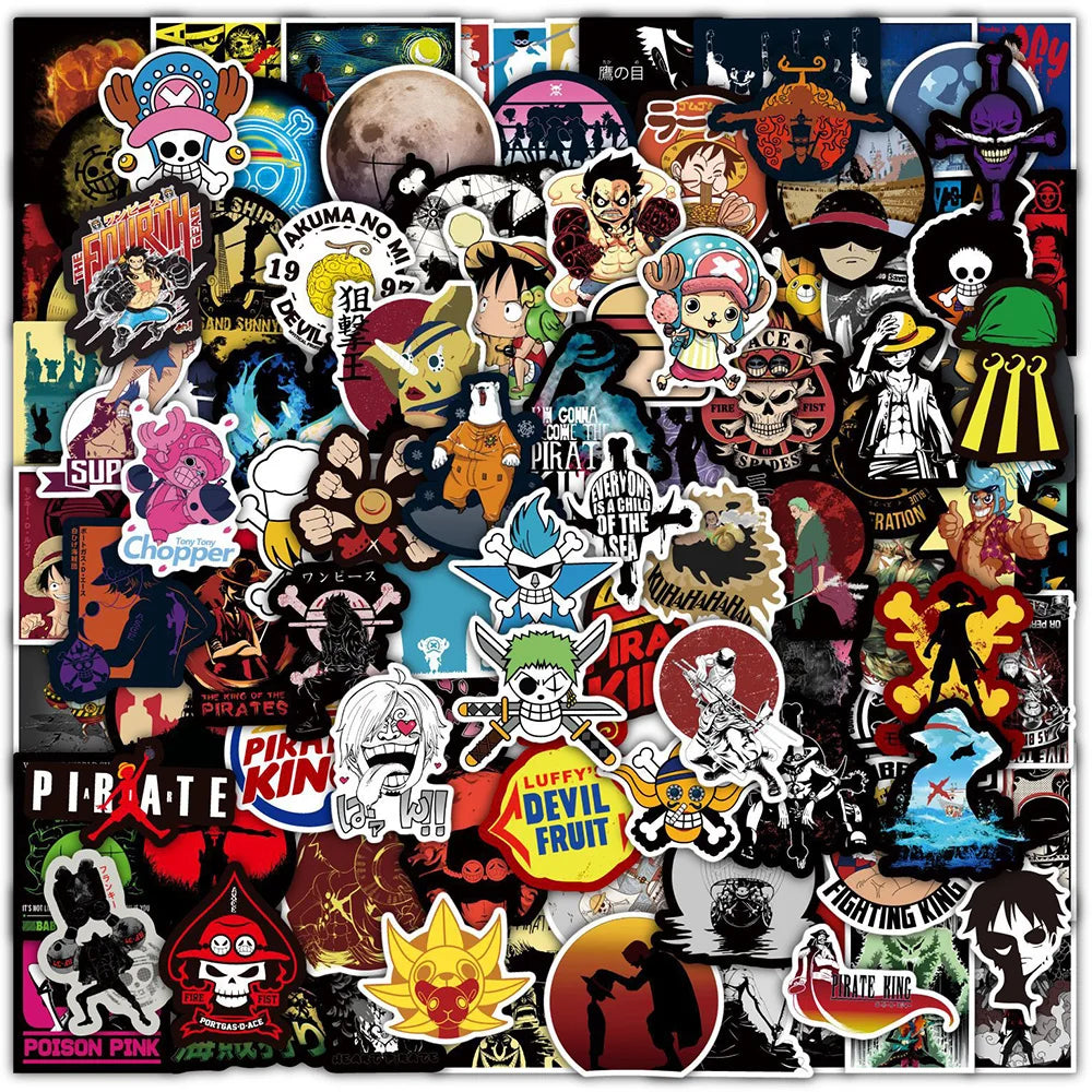 50/100pcs Anime ONE PIECE Stickers Decals Graffiti Skateboard Laptop Phone Car Luffy Chopper Cool Cartoon Sticker for Kids