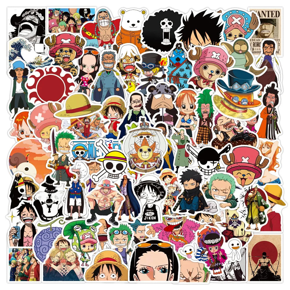 50/100pcs Anime ONE PIECE Stickers Decals Graffiti Skateboard Laptop Phone Car Luffy Chopper Cool Cartoon Sticker for Kids