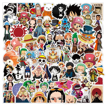 50/100pcs Anime ONE PIECE Stickers Decals Graffiti Skateboard Laptop Phone Car Luffy Chopper Cool Cartoon Sticker for Kids