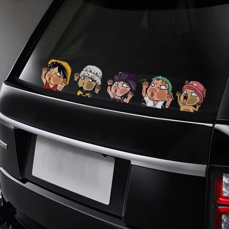 1pcs One Piece Luffy Sticke Game Funny Anime Peeking Glass Vinyl Decal Sticker For Car Window Laptop Hydroflask Waterbottle PVC