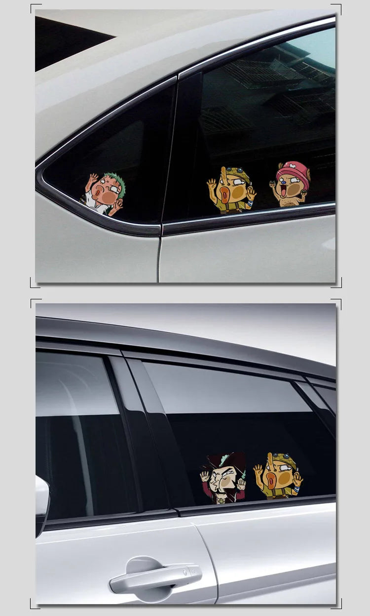 1pcs One Piece Luffy Sticke Game Funny Anime Peeking Glass Vinyl Decal Sticker For Car Window Laptop Hydroflask Waterbottle PVC