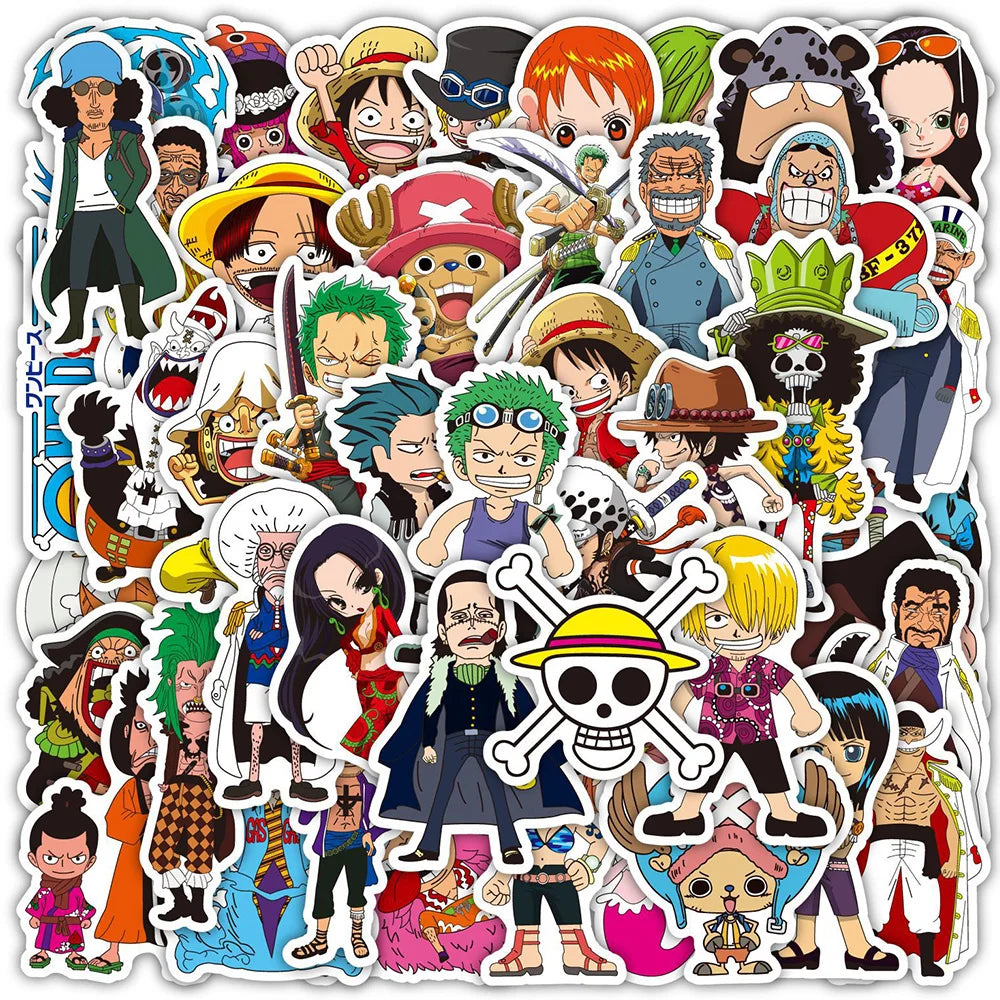 50/100pcs Anime ONE PIECE Stickers Decals Graffiti Skateboard Laptop Phone Car Luffy Chopper Cool Cartoon Sticker for Kids