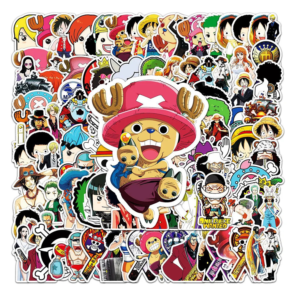 50/100pcs Anime ONE PIECE Stickers Decals Graffiti Skateboard Laptop Phone Car Luffy Chopper Cool Cartoon Sticker for Kids