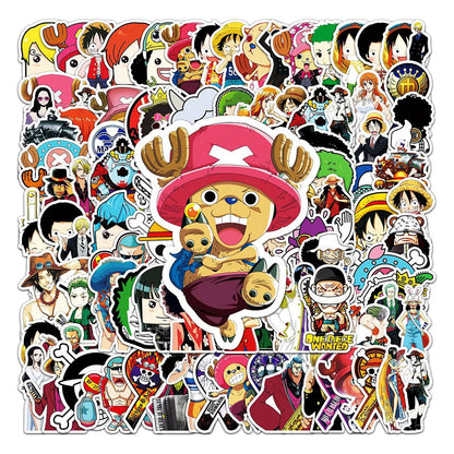 50/100pcs Anime ONE PIECE Stickers Decals Graffiti Skateboard Laptop Phone Car Luffy Chopper Cool Cartoon Sticker for Kids