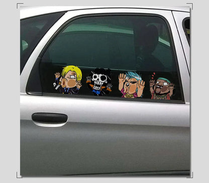 1pcs One Piece Luffy Sticke Game Funny Anime Peeking Glass Vinyl Decal Sticker For Car Window Laptop Hydroflask Waterbottle PVC