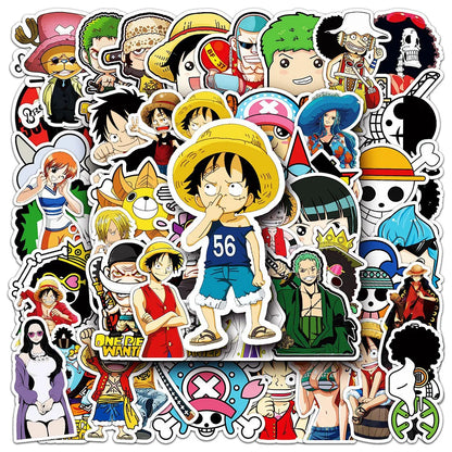 50/100pcs Anime ONE PIECE Stickers Decals Graffiti Skateboard Laptop Phone Car Luffy Chopper Cool Cartoon Sticker for Kids