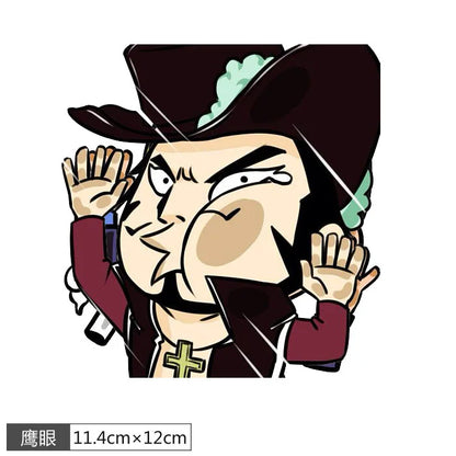 1pcs One Piece Luffy Sticke Game Funny Anime Peeking Glass Vinyl Decal Sticker For Car Window Laptop Hydroflask Waterbottle PVC