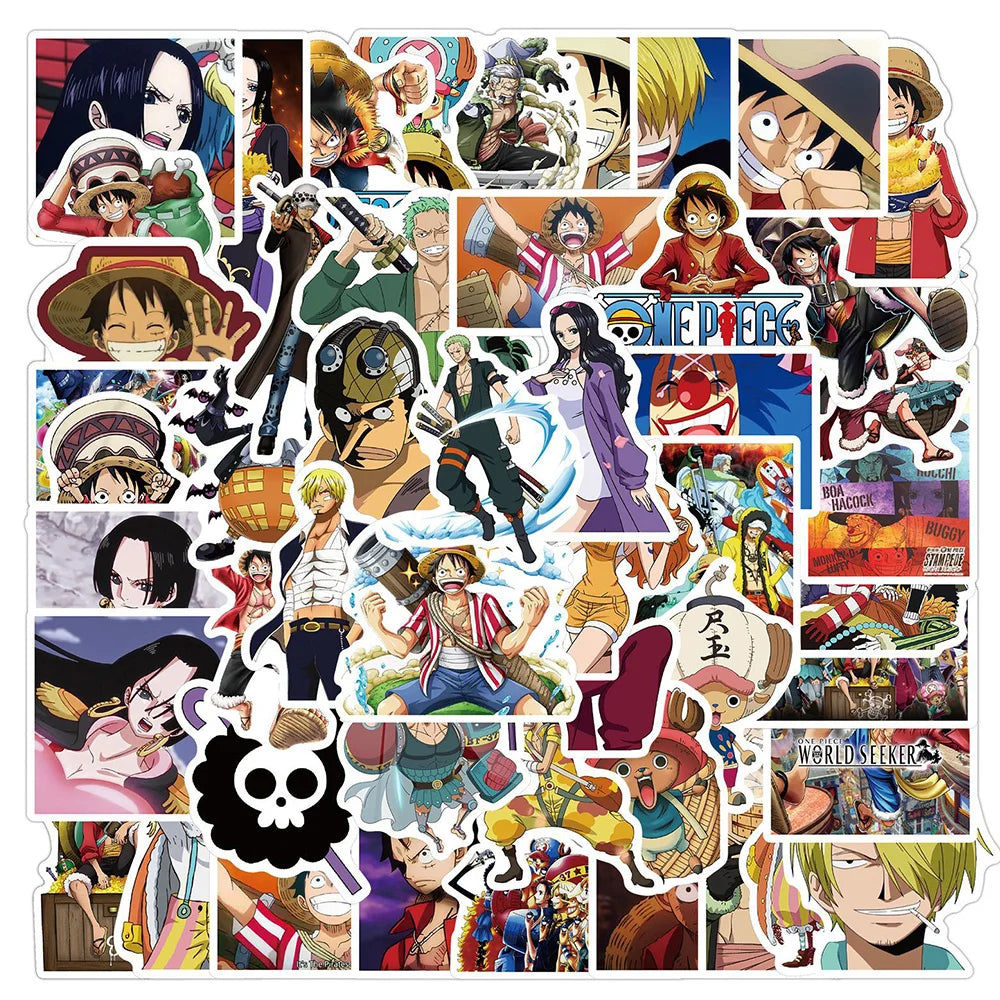 50/100pcs Anime ONE PIECE Stickers Decals Graffiti Skateboard Laptop Phone Car Luffy Chopper Cool Cartoon Sticker for Kids