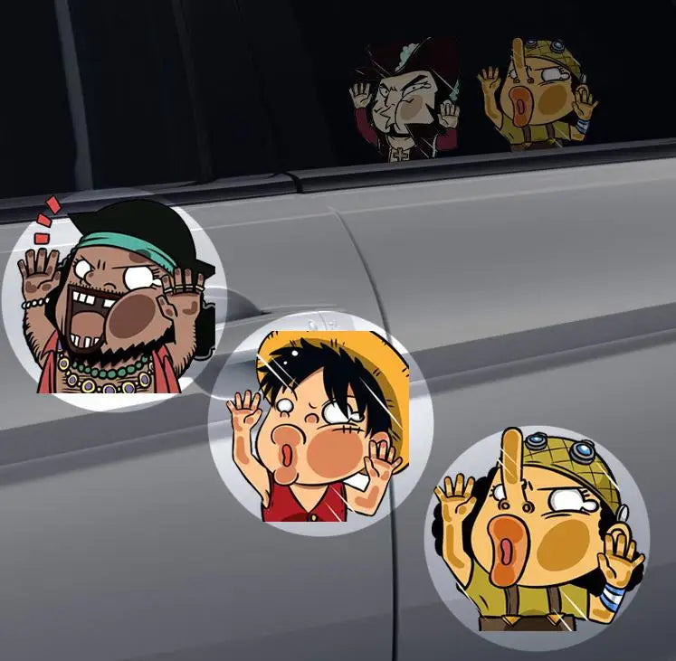 1pcs One Piece Luffy Sticke Game Funny Anime Peeking Glass Vinyl Decal Sticker For Car Window Laptop Hydroflask Waterbottle PVC