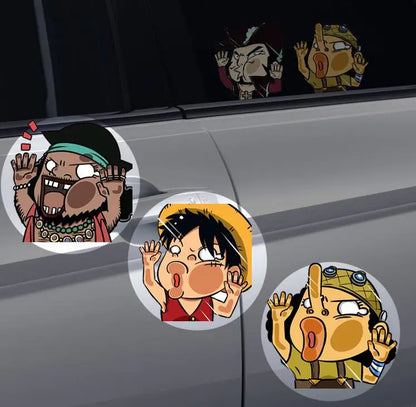 1pcs One Piece Luffy Sticke Game Funny Anime Peeking Glass Vinyl Decal Sticker For Car Window Laptop Hydroflask Waterbottle PVC