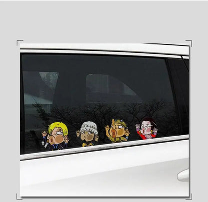 1pcs One Piece Luffy Sticke Game Funny Anime Peeking Glass Vinyl Decal Sticker For Car Window Laptop Hydroflask Waterbottle PVC