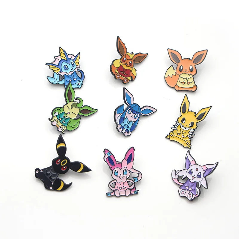 Cartoon Pins Eevee Enamel Pin Monster Badges Cute Brooches Bags Shirts Lapel Pin For Women Men Kids Anime Accessories Gift